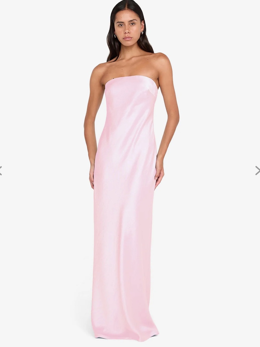 bec + bridge Strapless Satin Gown in Pale Pink
